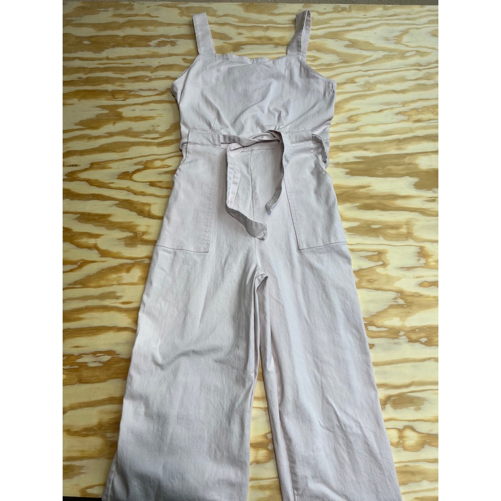 Copper Key Womens Large Pale Pink Wide Leg Tie Waist Sleeveless Jumpsuit